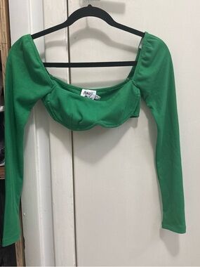 Princess Polly Emerald Green Long Sleeve Crop Top